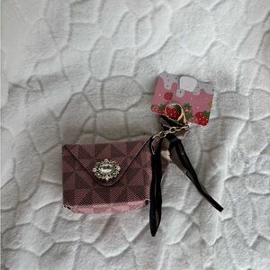 Pink Checkered Tiny Purse Keychain Charm